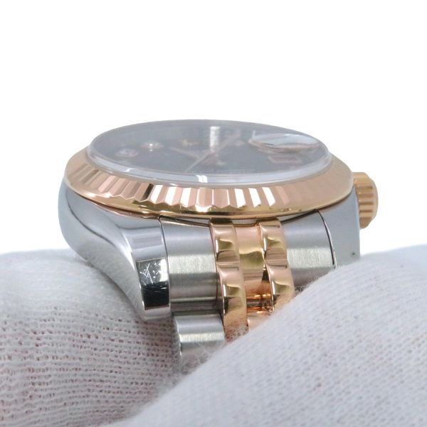 ロレックス デイトジャスト SS/K18PG エバーローズゴールド 179171NG ブラックシェル文字盤 10PD