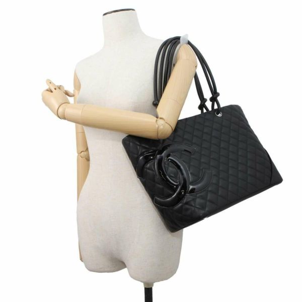 シャネル トートバッグ カンボンライン ラージ ココマーク レザー パテント A25169 CHANEL 黒