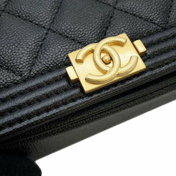 シャネル チェーンショルダーフォンケース ボーイシャネル  キャビアスキン AP3013 CHANEL ポシェット 黒