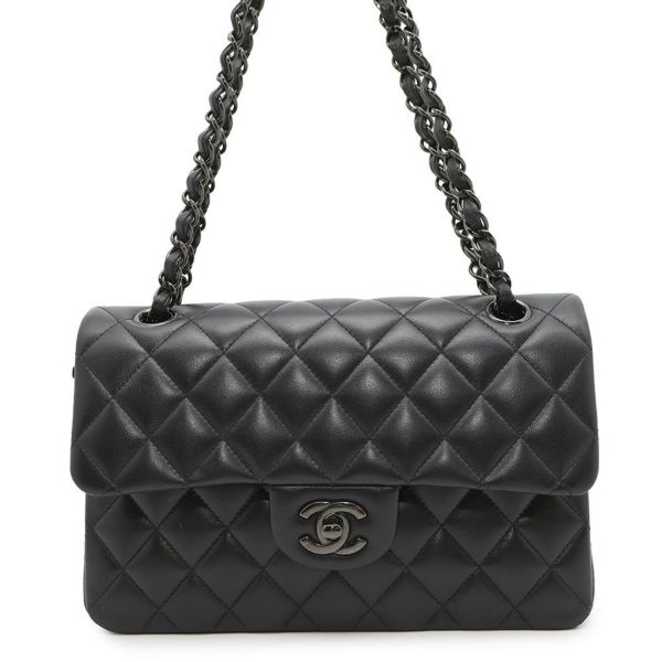 シャネル チェーンショルダーバッグ マトラッセ23 ココマーク ダブルチェーン ラムスキン A01113 CHANEL バッグ 黒