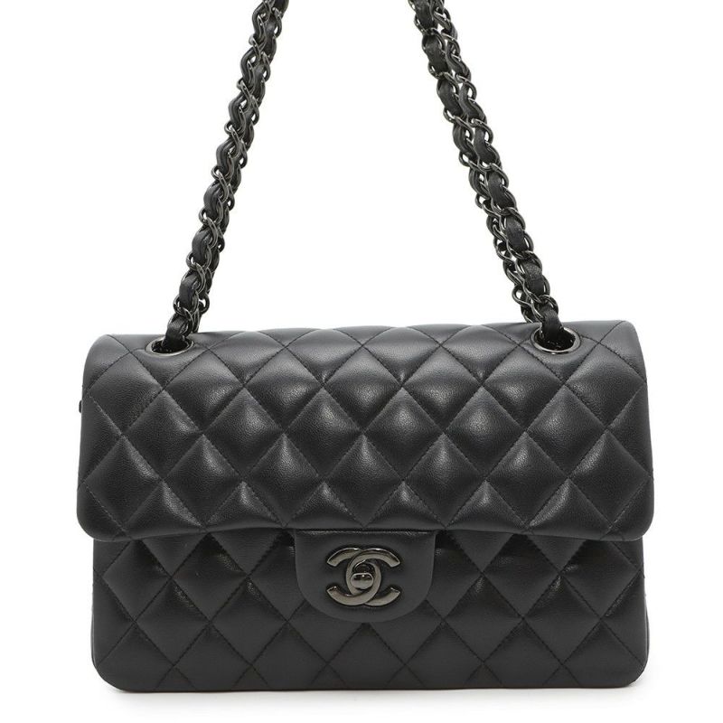 シャネル チェーンショルダーバッグ マトラッセ23 ココマーク ダブルチェーン ラムスキン A01113 CHANEL バッグ 黒