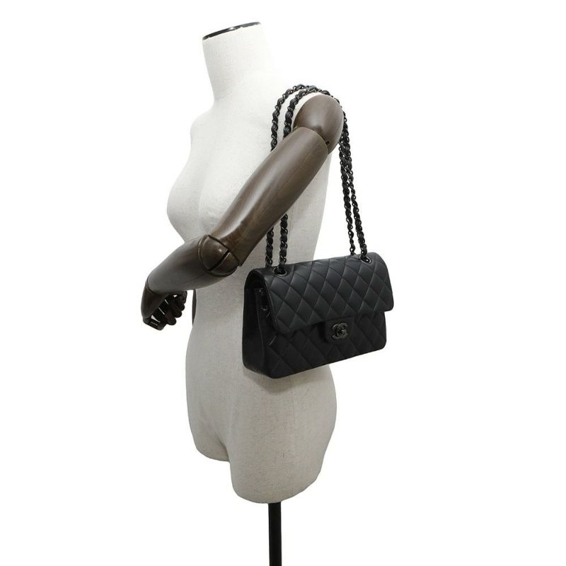 シャネル チェーンショルダーバッグ マトラッセ23 ココマーク ダブルチェーン ラムスキン A01113 CHANEL バッグ 黒