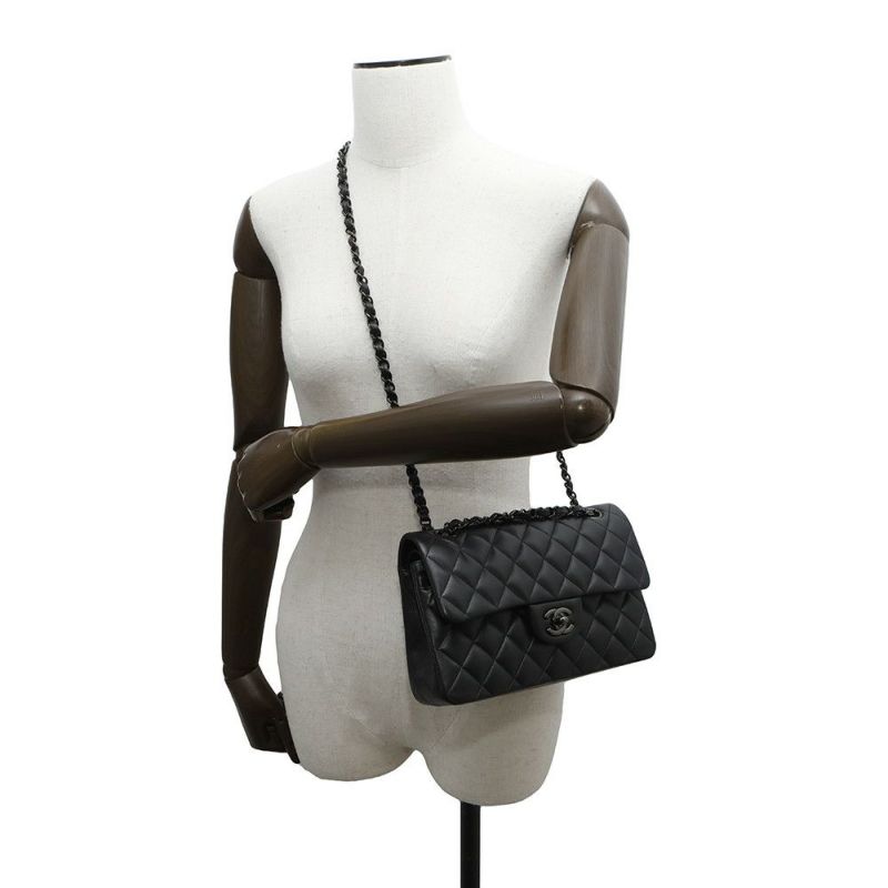 シャネル チェーンショルダーバッグ マトラッセ23 ココマーク ダブルチェーン ラムスキン A01113 CHANEL バッグ 黒