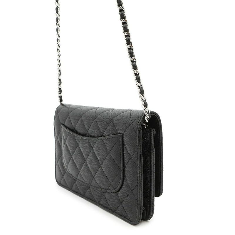 シャネル チェーンウォレット マトラッセ ココマーク キャビアスキン A33814 CHANEL 財布 黒