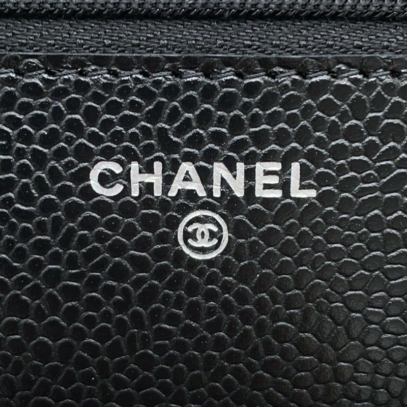シャネル チェーンウォレット マトラッセ ココマーク キャビアスキン A33814 CHANEL 財布 黒