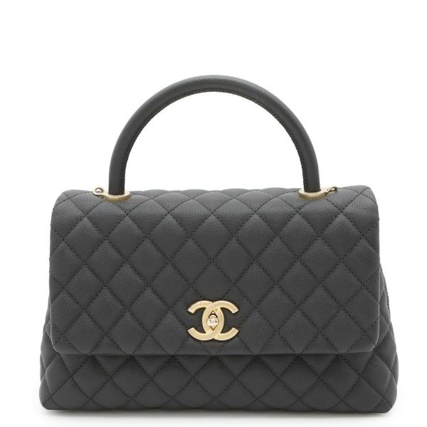 シャネル ハンドバッグ マトラッセ ココマーク ハンドル フラップ キャビアスキン A92991 黒