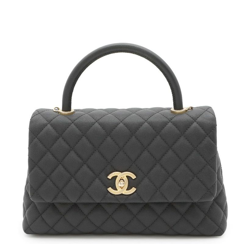 シャネル ハンドバッグ マトラッセ ココマーク ハンドル フラップ キャビアスキン A92991 黒