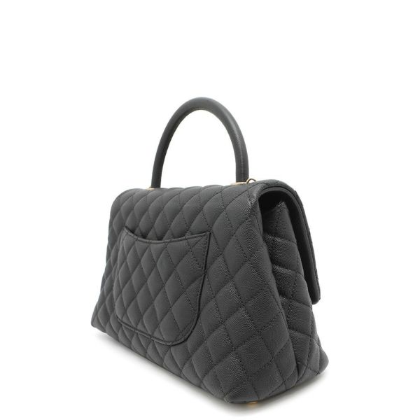 シャネル ハンドバッグ マトラッセ ココマーク ハンドル フラップ キャビアスキン A92991 黒
