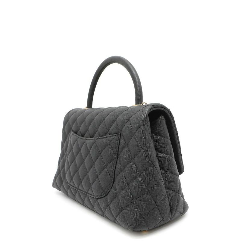 シャネル ハンドバッグ マトラッセ ココマーク ハンドル フラップ キャビアスキン A92991 黒