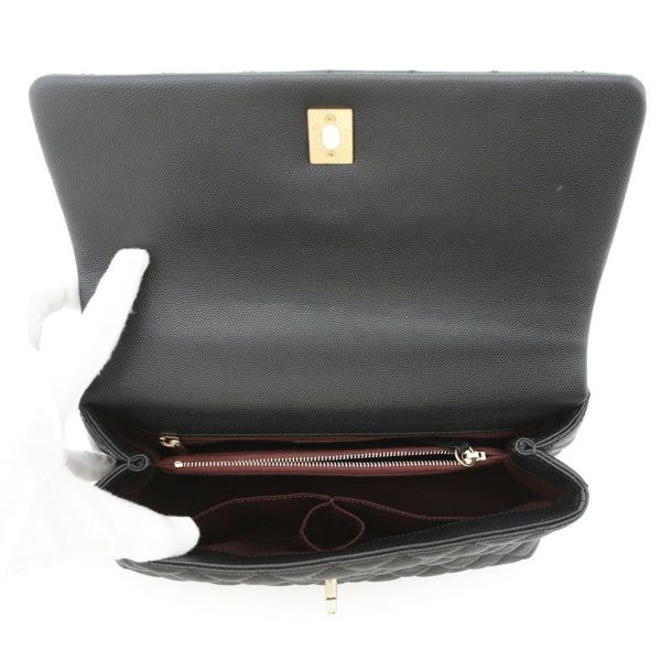 シャネル ハンドバッグ マトラッセ ココマーク ハンドル フラップ キャビアスキン A92991 黒