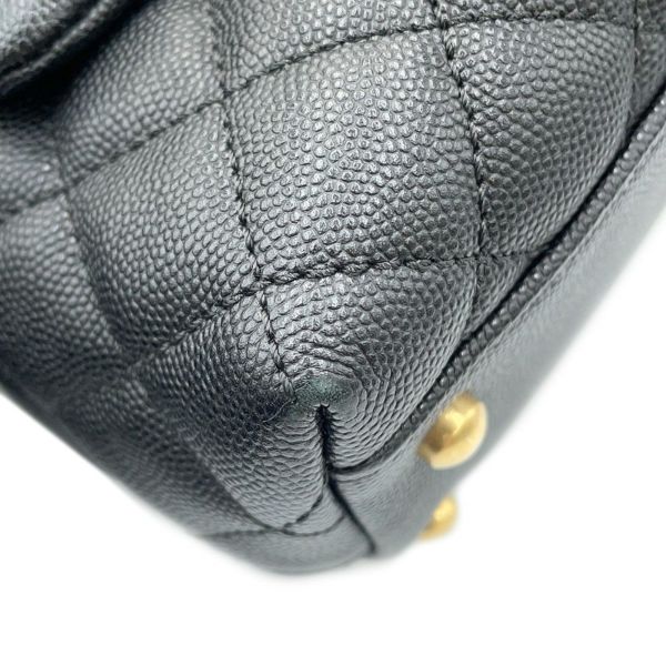 シャネル ハンドバッグ マトラッセ ココマーク ハンドル フラップ キャビアスキン A92991 黒