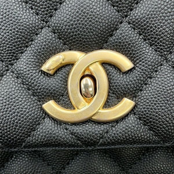 シャネル ハンドバッグ マトラッセ ココマーク ハンドル フラップ キャビアスキン A92991 黒