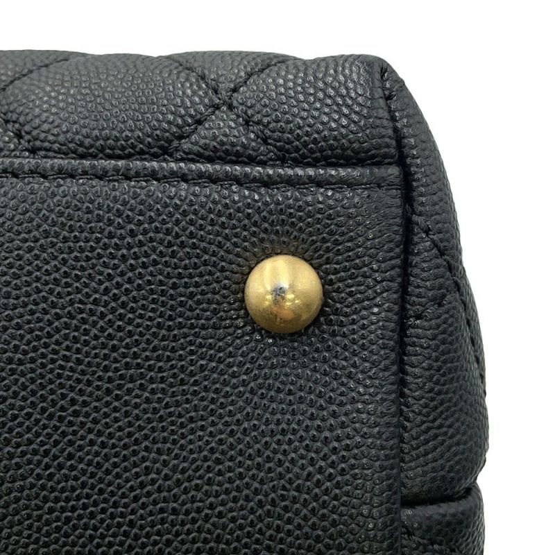 シャネル ハンドバッグ マトラッセ ココマーク ハンドル フラップ キャビアスキン A92991 黒