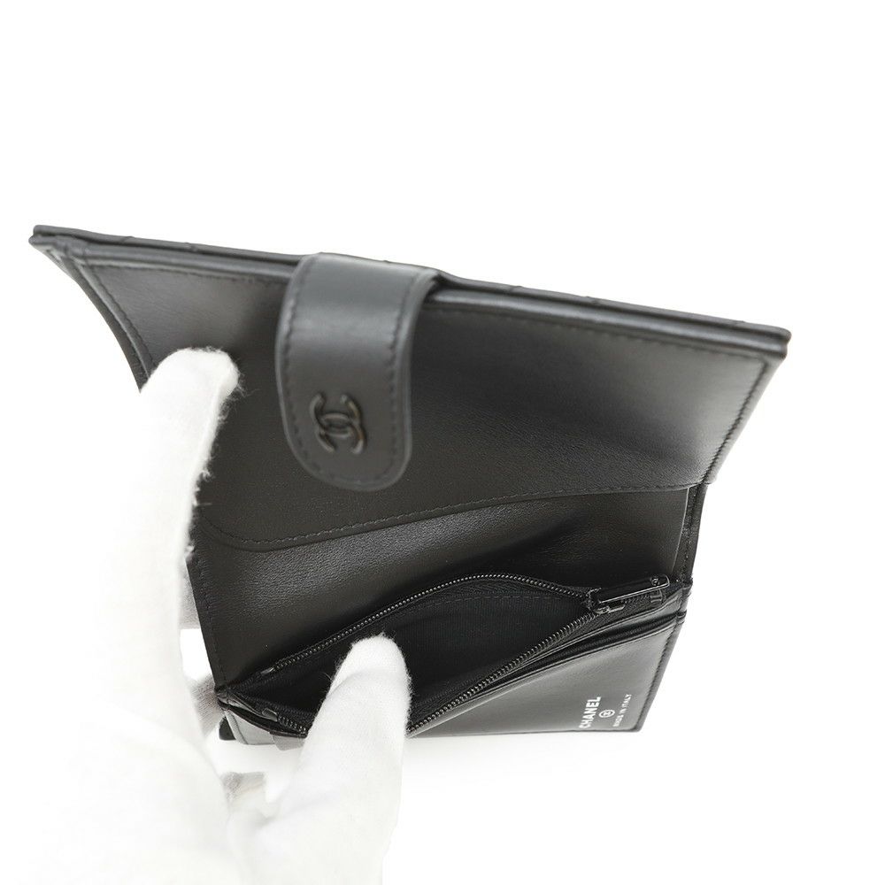 シャネル パスポートケース マトラッセ ココマーク カーフレザー