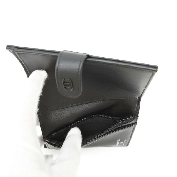 シャネル パスポートケース マトラッセ ココマーク カーフレザー AP3824 CHANEL 黒