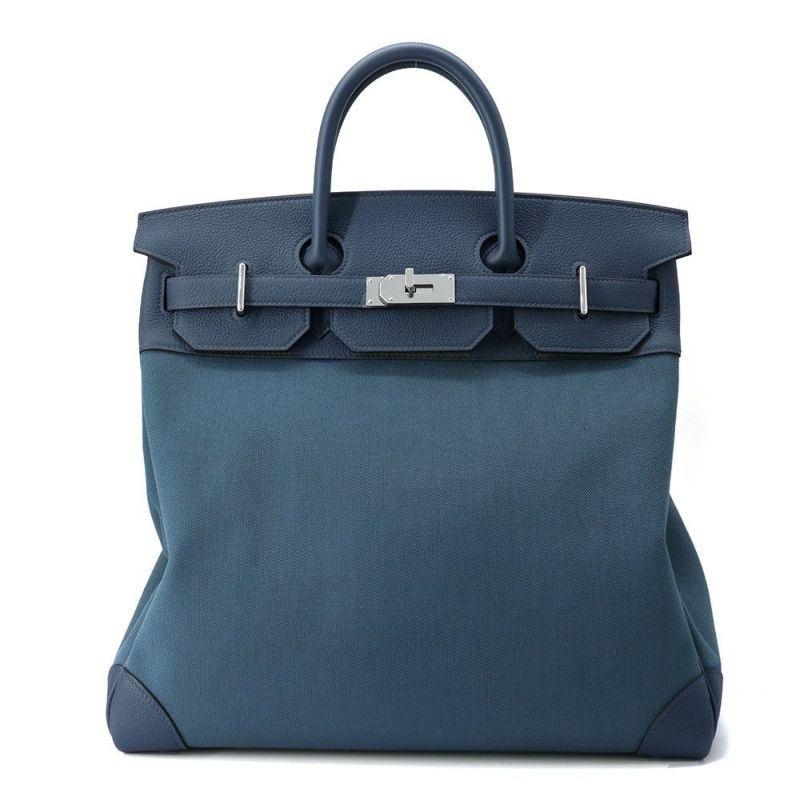エルメス ハンドバッグ オータクロア40 ヴェールボスフォール/ブルー/シルバー金具 トワルミリタリー/エバーカラー K刻印