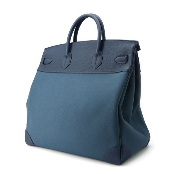 エルメス ハンドバッグ オータクロア40 ヴェールボスフォール/ブルー/シルバー金具 トワルミリタリー/エバーカラー K刻印