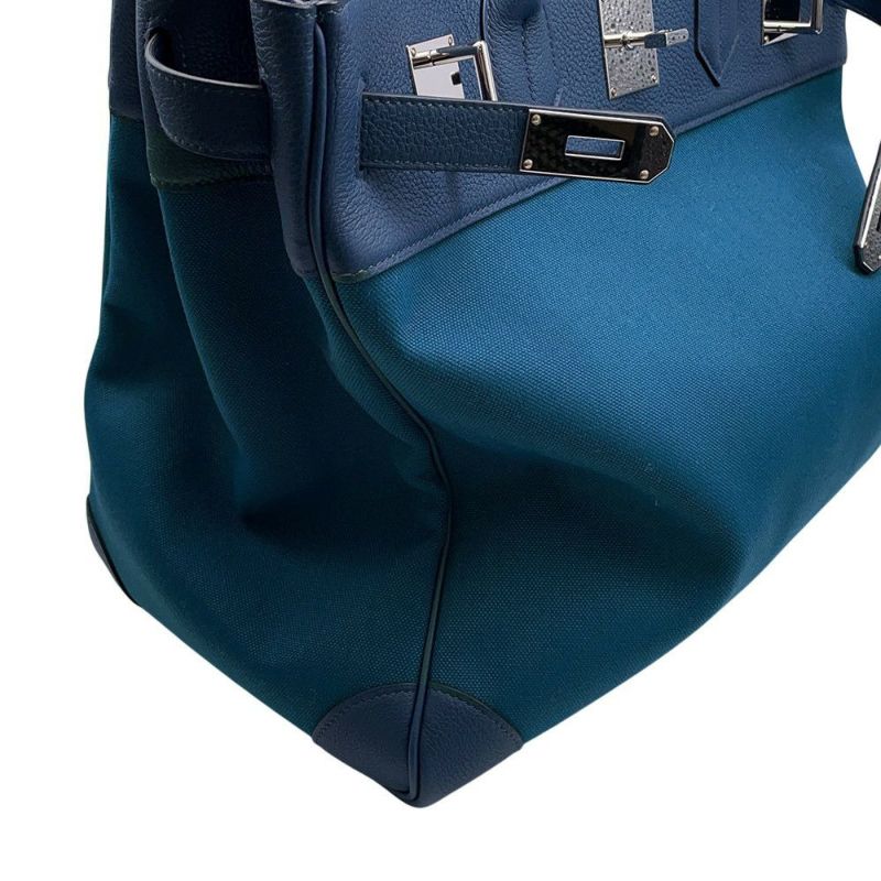 エルメス ハンドバッグ オータクロア40 ヴェールボスフォール/ブルー/シルバー金具 トワルミリタリー/エバーカラー K刻印