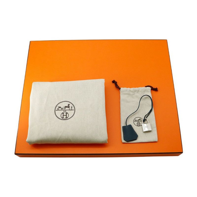 エルメス ハンドバッグ オータクロア40 ヴェールボスフォール/ブルー/シルバー金具 トワルミリタリー/エバーカラー K刻印