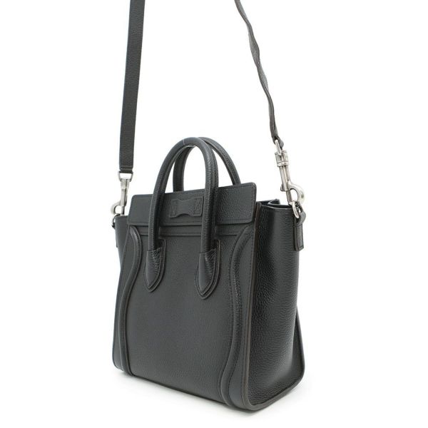 【美品】セリーヌ　ラゲージ　ナノ　ハンドバッグ　トート　ショルダー　黒 セリーヌ CELINE ラゲージ ナノショッパー ブラック カーフ