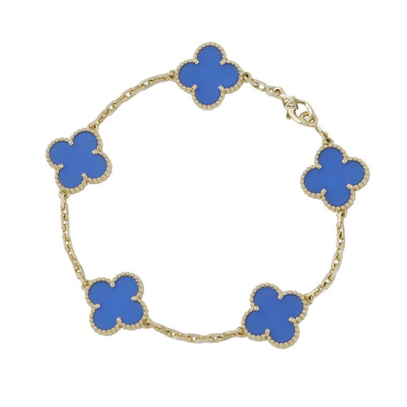 ヴァンクリーフ＆アーペル ブレスレット ヴィンテージ アルハンブラ ブレスレット 5モチーフ ブルーアゲート K18YG VCARP34900