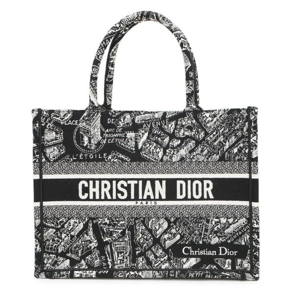 クリスチャン・ディオール トートバッグ ブックトート プラン ドゥ パリ ミディアム M1296ZOMP_M46I 黒 白