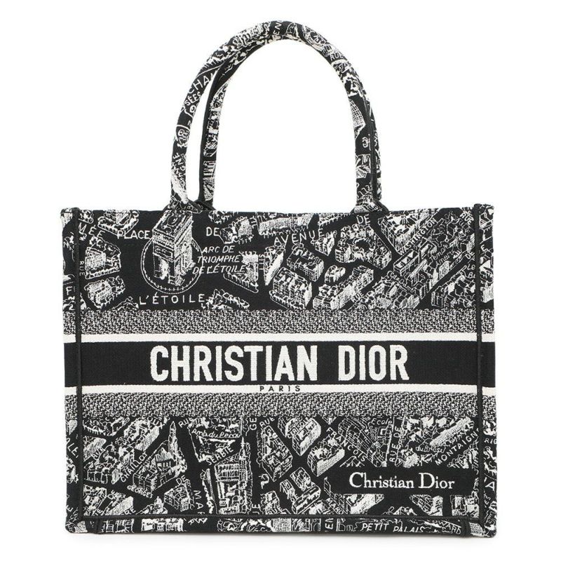 クリスチャン・ディオール トートバッグ ブックトート プラン ドゥ パリ ミディアム M1296ZOMP_M46I 黒 白