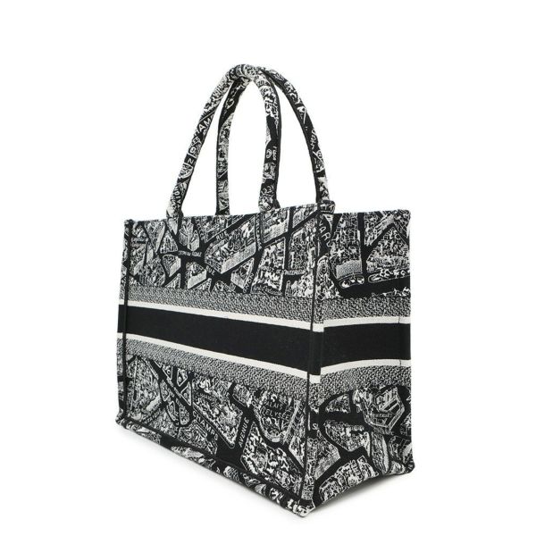 クリスチャン・ディオール トートバッグ ブックトート プラン ドゥ パリ ミディアム M1296ZOMP_M46I 黒 白