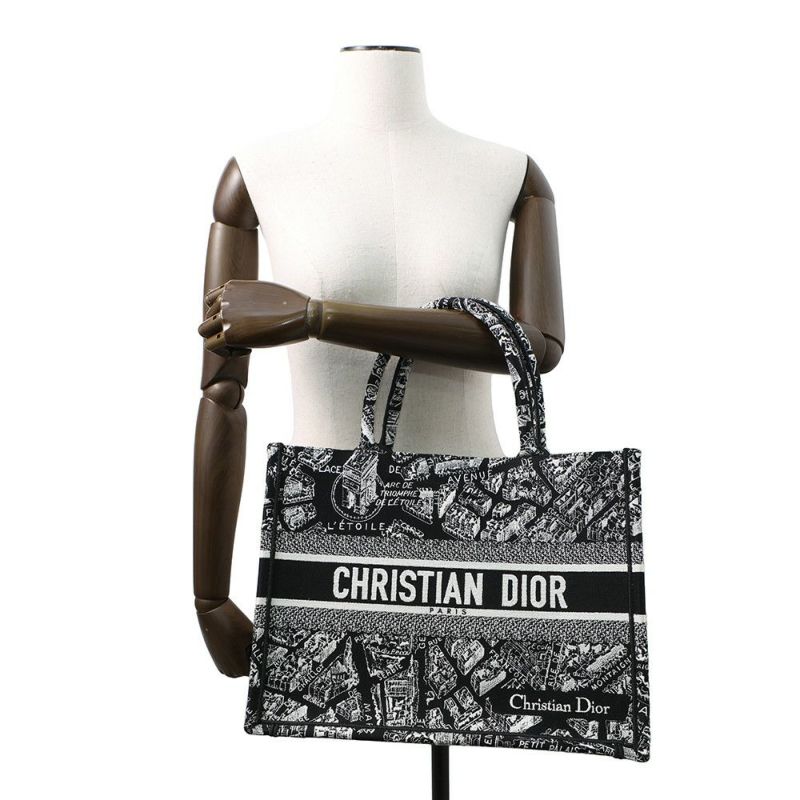 クリスチャン・ディオール トートバッグ ブックトート プラン ドゥ パリ ミディアム M1296ZOMP_M46I 黒 白