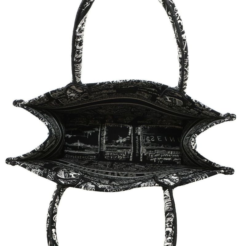 クリスチャン・ディオール トートバッグ ブックトート プラン ドゥ パリ ミディアム M1296ZOMP_M46I 黒 白