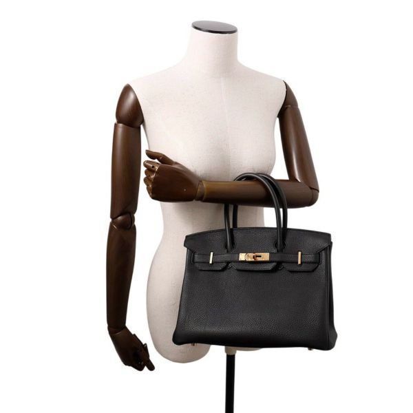 エルメス バーキン30 ブラック/ピンクゴールド金具 トゴ C刻印 HERMES Birkin ハンドバッグ 黒