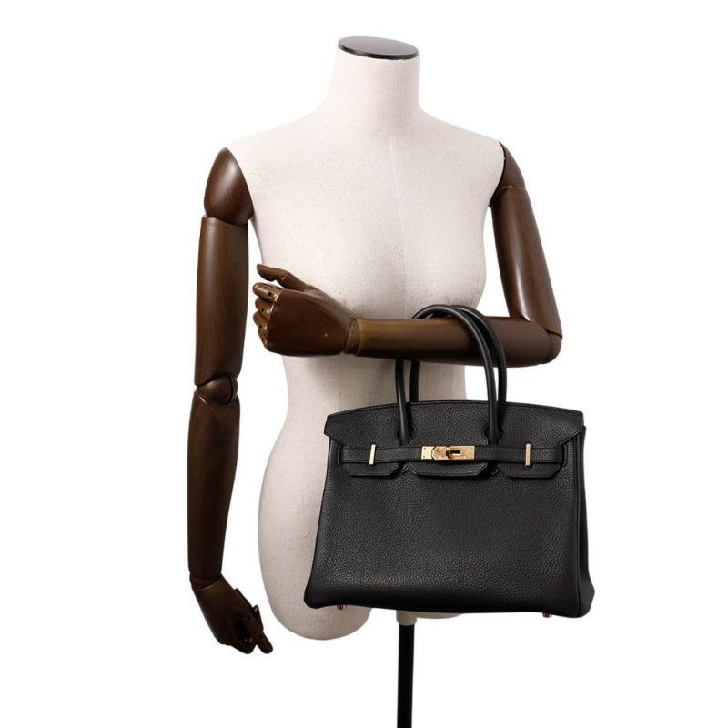 エルメス バーキン30 ブラック/ピンクゴールド金具 トゴ C刻印 HERMES Birkin ハンドバッグ 黒