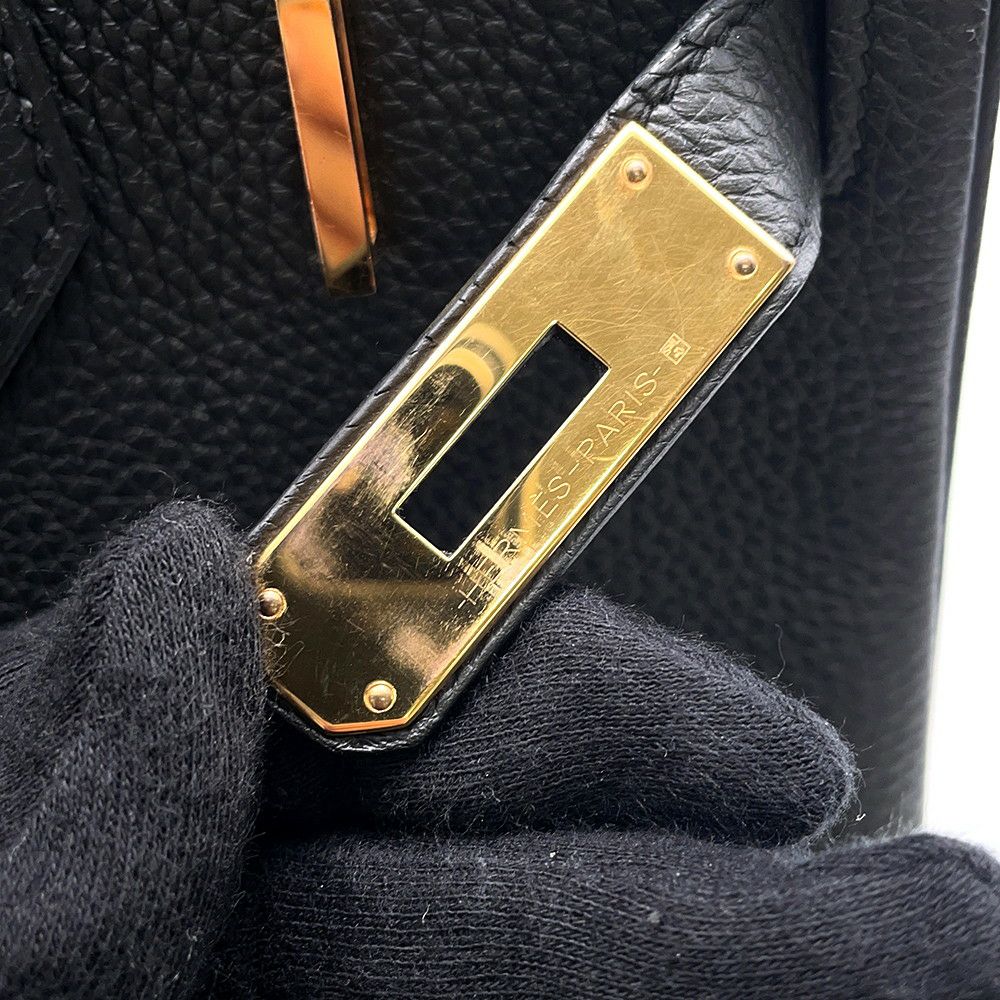 エルメス バーキン30 ブラック/ピンクゴールド金具 トゴ C刻印 HERMES Birkin ハンドバッグ 黒