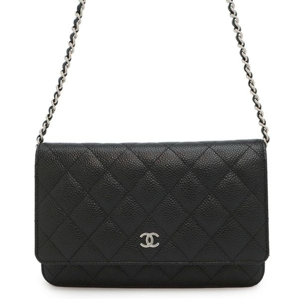 シャネル チェーンウォレット クラシック マトラッセ ココマーク キャビアスキン AP0250 CHANEL 財布 黒