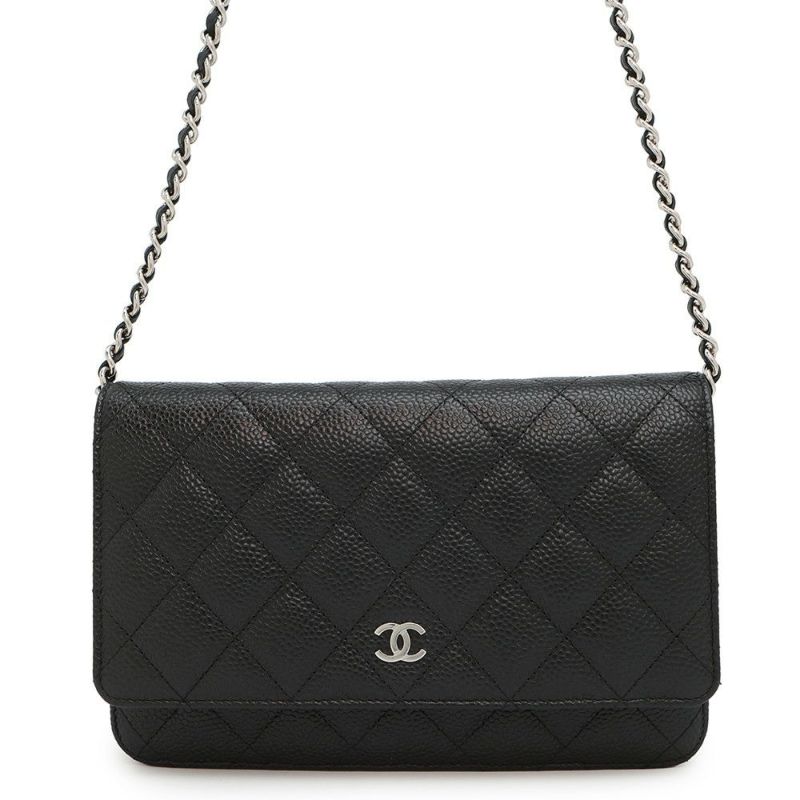 シャネル チェーンウォレット クラシック マトラッセ ココマーク キャビアスキン AP0250 CHANEL 財布 黒