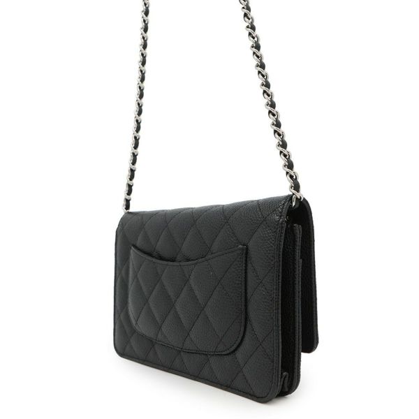 シャネル チェーンウォレット クラシック マトラッセ ココマーク キャビアスキン AP0250 CHANEL 財布 黒