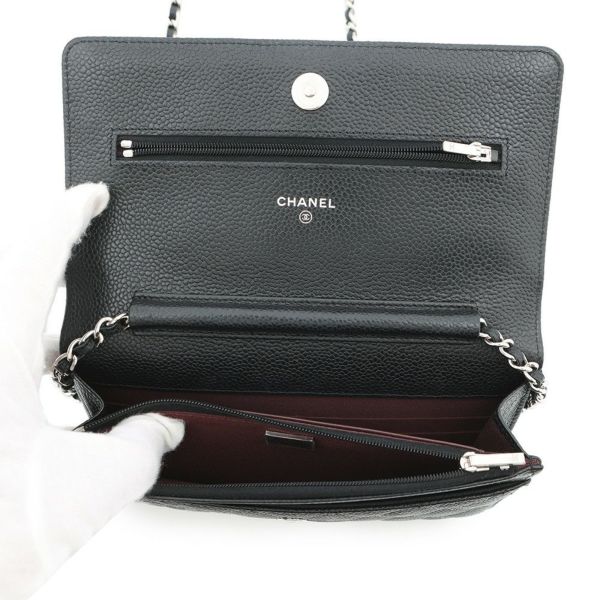 シャネル チェーンウォレット クラシック マトラッセ ココマーク キャビアスキン AP0250 CHANEL 財布 黒
