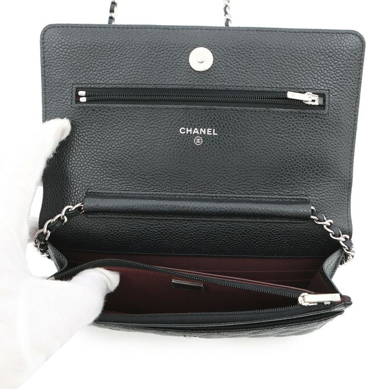 シャネル チェーンウォレット クラシック マトラッセ ココマーク キャビアスキン AP0250 CHANEL 財布 黒