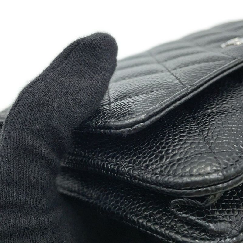 シャネル チェーンウォレット クラシック マトラッセ ココマーク キャビアスキン AP0250 CHANEL 財布 黒