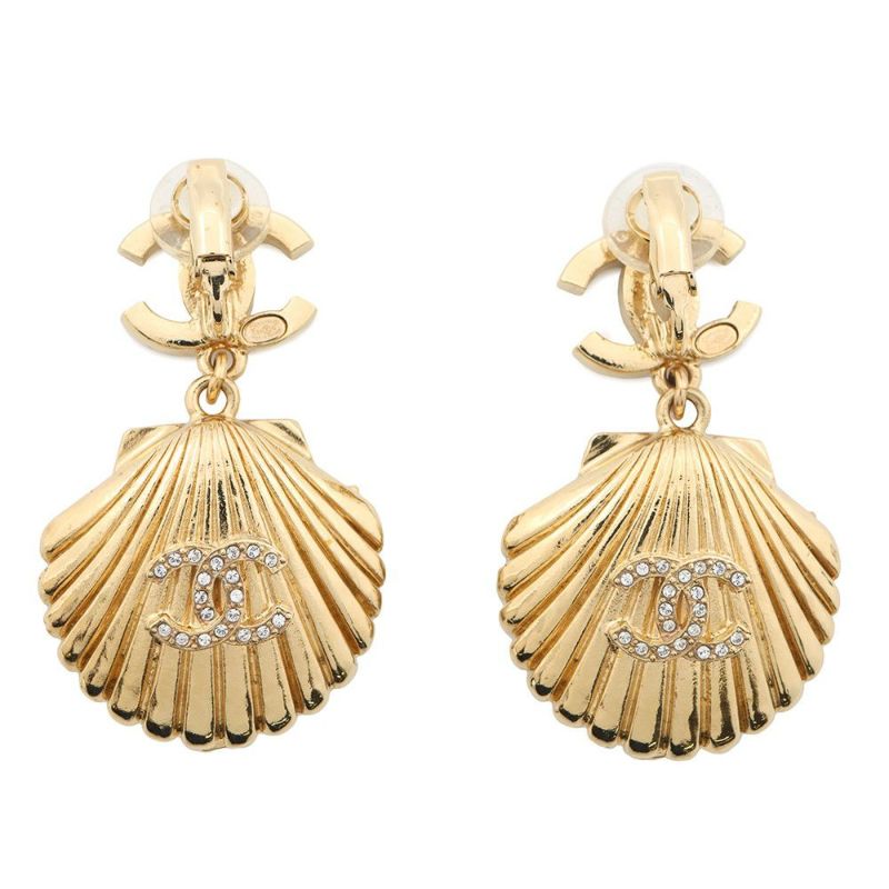 シャネル イヤリング ココマーク 貝殻モチーフ フェイクパール ラインストーン C25 C ABF071 CHANEL アクセサリー