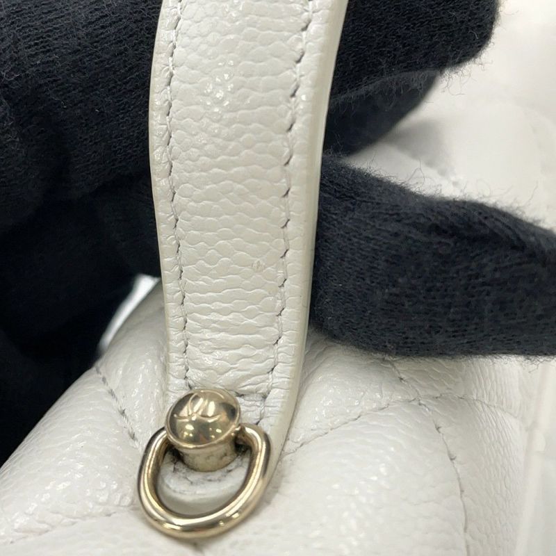 シャネル ハンドバッグ マトラッセ ココマーク バニティケース キャビアスキン AP4404 CHANEL 白 2way ヴァニティ