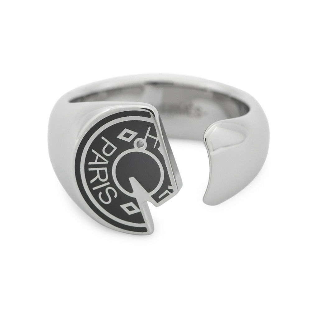 エルメス リング カルーゼル ブラック/シルバー金具 サイズT58 HERMES アクセサリー 指輪