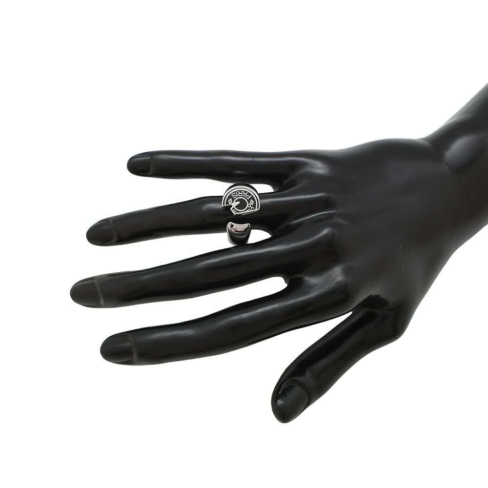 エルメス リング カルーゼル ブラック/シルバー金具 サイズT58 HERMES アクセサリー 指輪