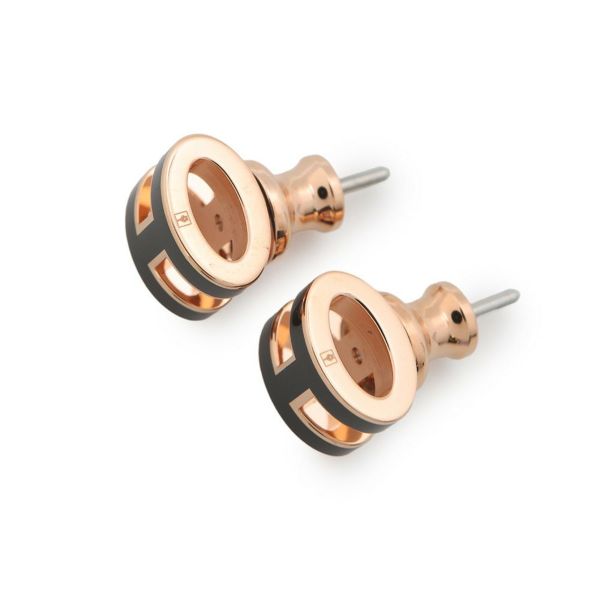 エルメス ピアス ミニ・ポップアッシュ ブラック/ピンクゴールド金具 Hモチーフ HERMES Pop H ポップH 黒