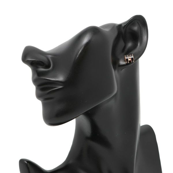 エルメス ピアス ミニ・ポップアッシュ ブラック/ピンクゴールド金具 Hモチーフ HERMES Pop H ポップH 黒