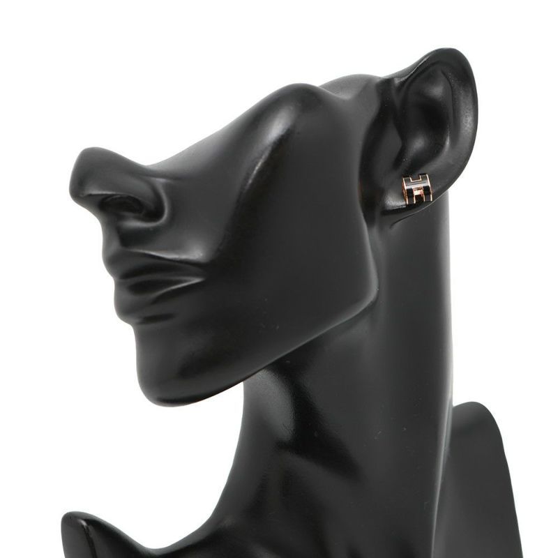 エルメス ピアス ミニ・ポップアッシュ ブラック/ピンクゴールド金具 Hモチーフ HERMES Pop H ポップH 黒