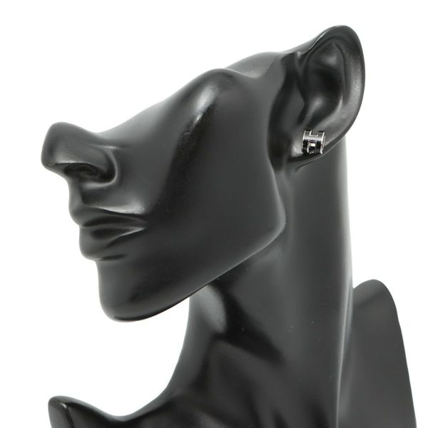 エルメス ピアス ミニ・ポップアッシュ ブラック/シルバー金具 Hモチーフ HERMES Pop H ポップH 黒