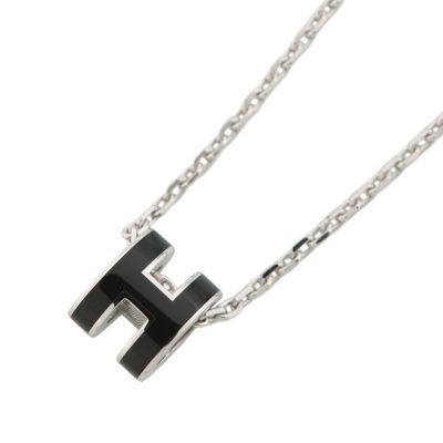 エルメス ピアス ミニ・ポップアッシュ ブラック/シルバー金具 H