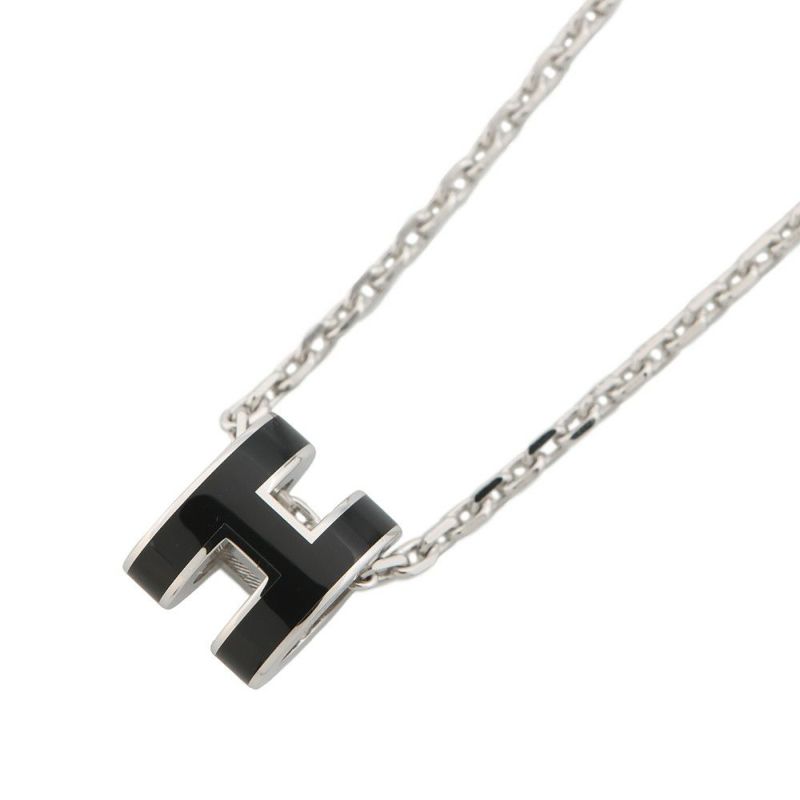 エルメス ネックレス ミニ・ポップアッシュ ブラック/シルバー金具 HERMES アクセサリー 黒