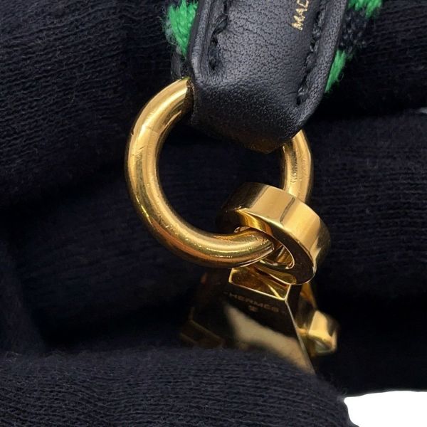 エルメス ショルダーストラップ バンドリエール サングル アレグロ ブラック/バンブー/ホワイト/ブルーインディゴ/シルバー金具 Y刻印